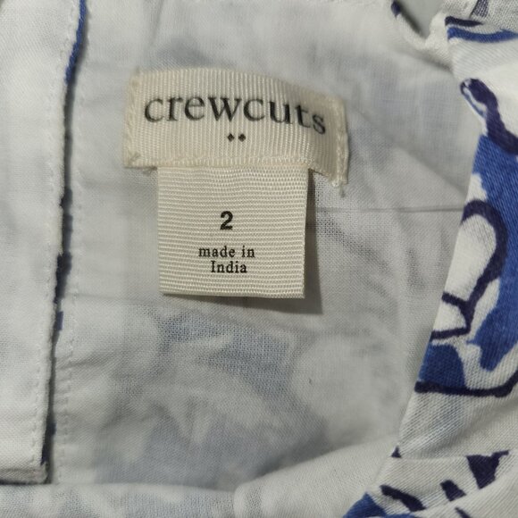 Crewcuts Girls 2 Blue & White Floral Tiered Cotton Dress  2416 - Picture 4 of 6